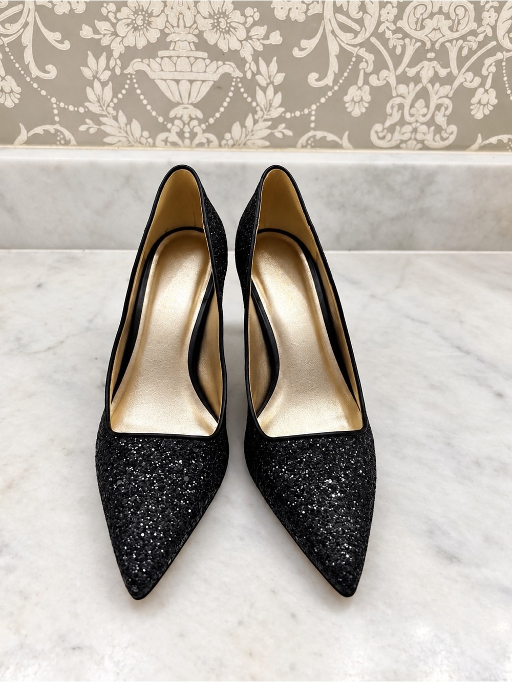 Lilly Pulitzer Margot Black Onyx Glitter Pointed Toe Pumps 9.5